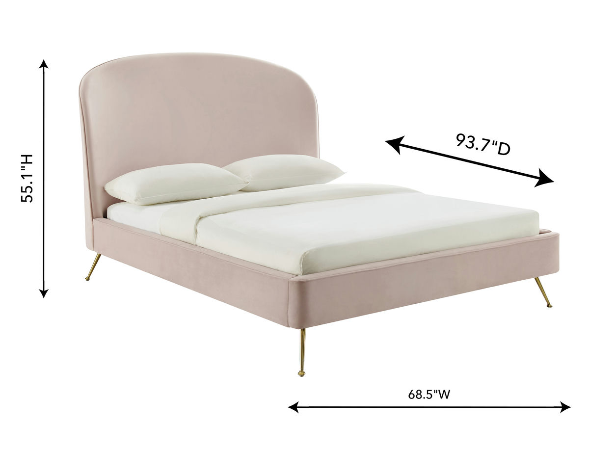 TOV Furniture Vivi Blush Velvet Bed in Queen