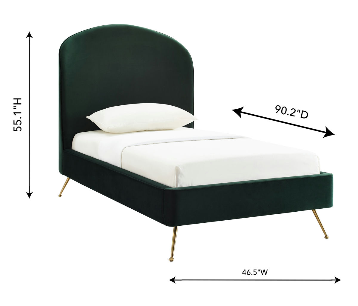 TOV Furniture Vivi Forest Green Velvet Bed in Twin