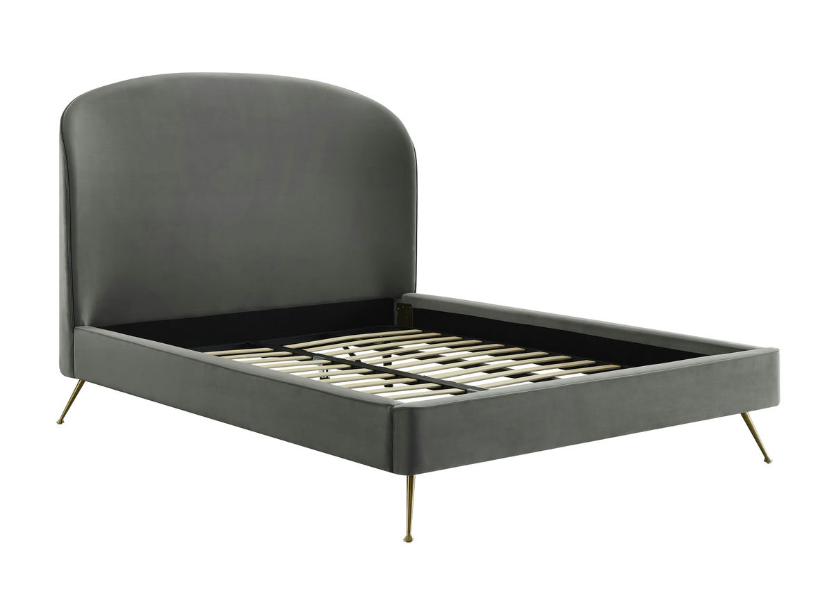 TOV Furniture Vivi Grey Velvet Bed in Queen