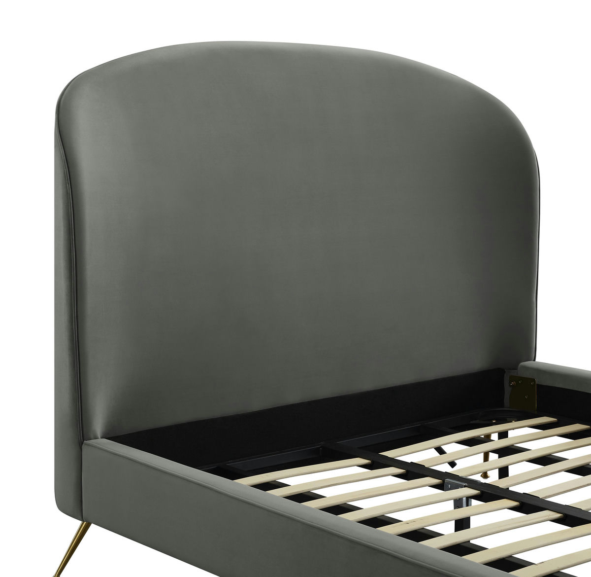 TOV Furniture Vivi Grey Velvet Bed in Queen