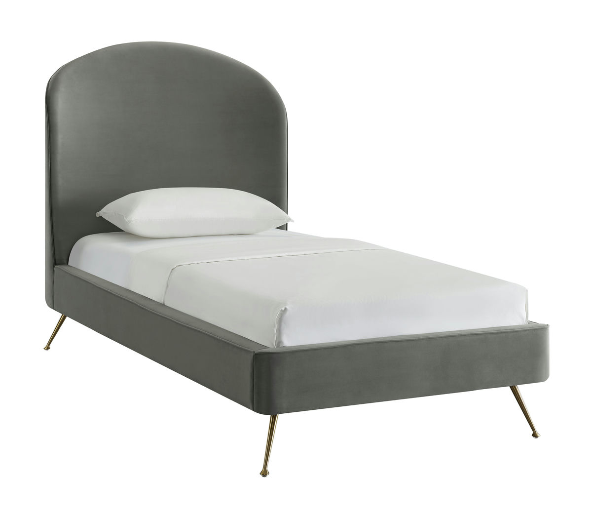 TOV Furniture Vivi Grey Velvet Bed in Twin