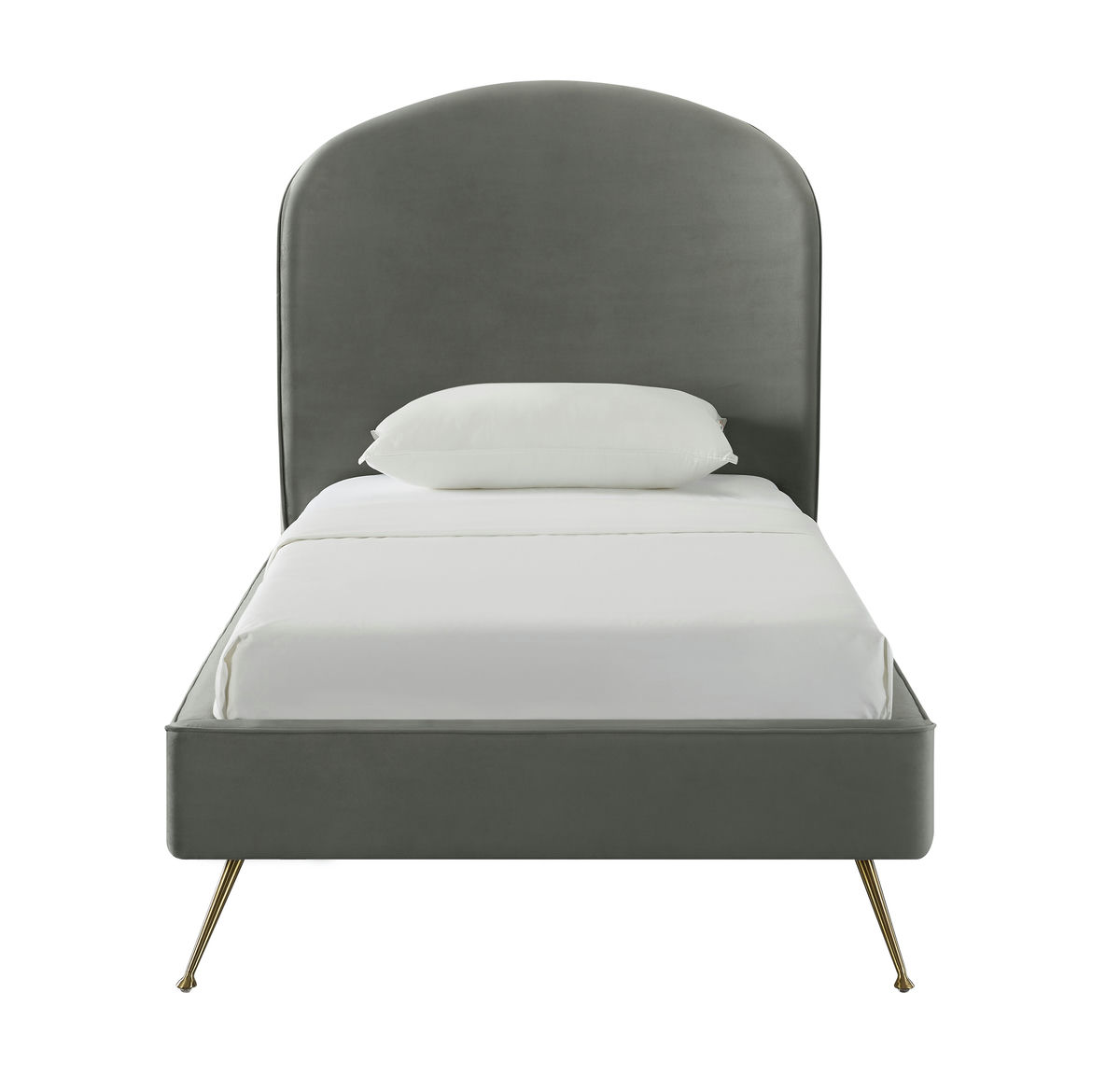 TOV Furniture Vivi Grey Velvet Bed in Twin