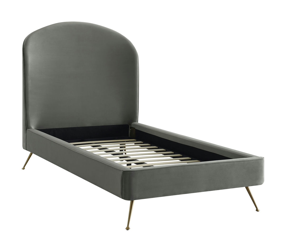 TOV Furniture Vivi Grey Velvet Bed in Twin