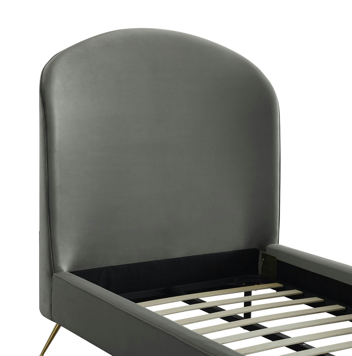 TOV Furniture Vivi Grey Velvet Bed in Twin