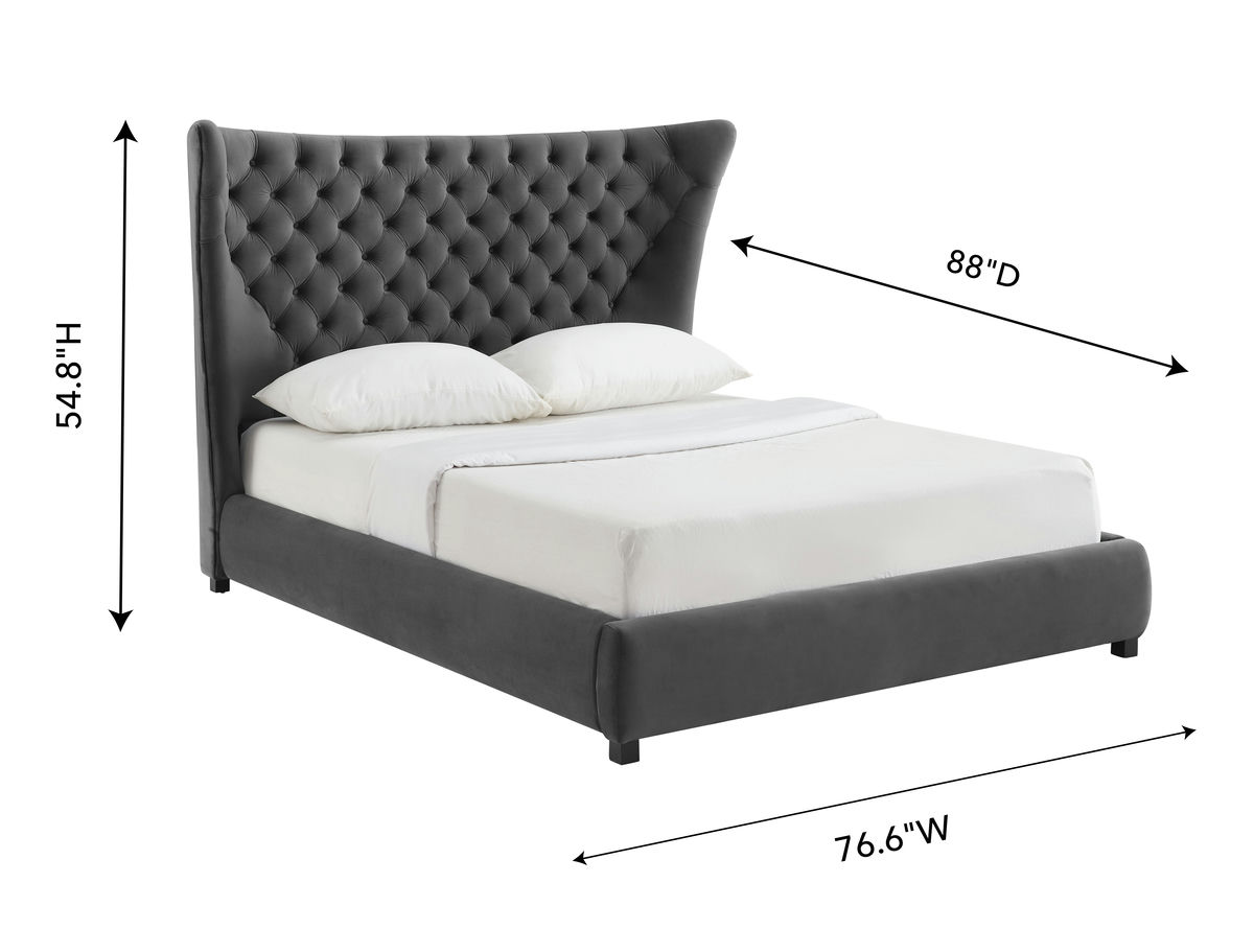 TOV Furniture Sassy Grey Velvet Queen Bed