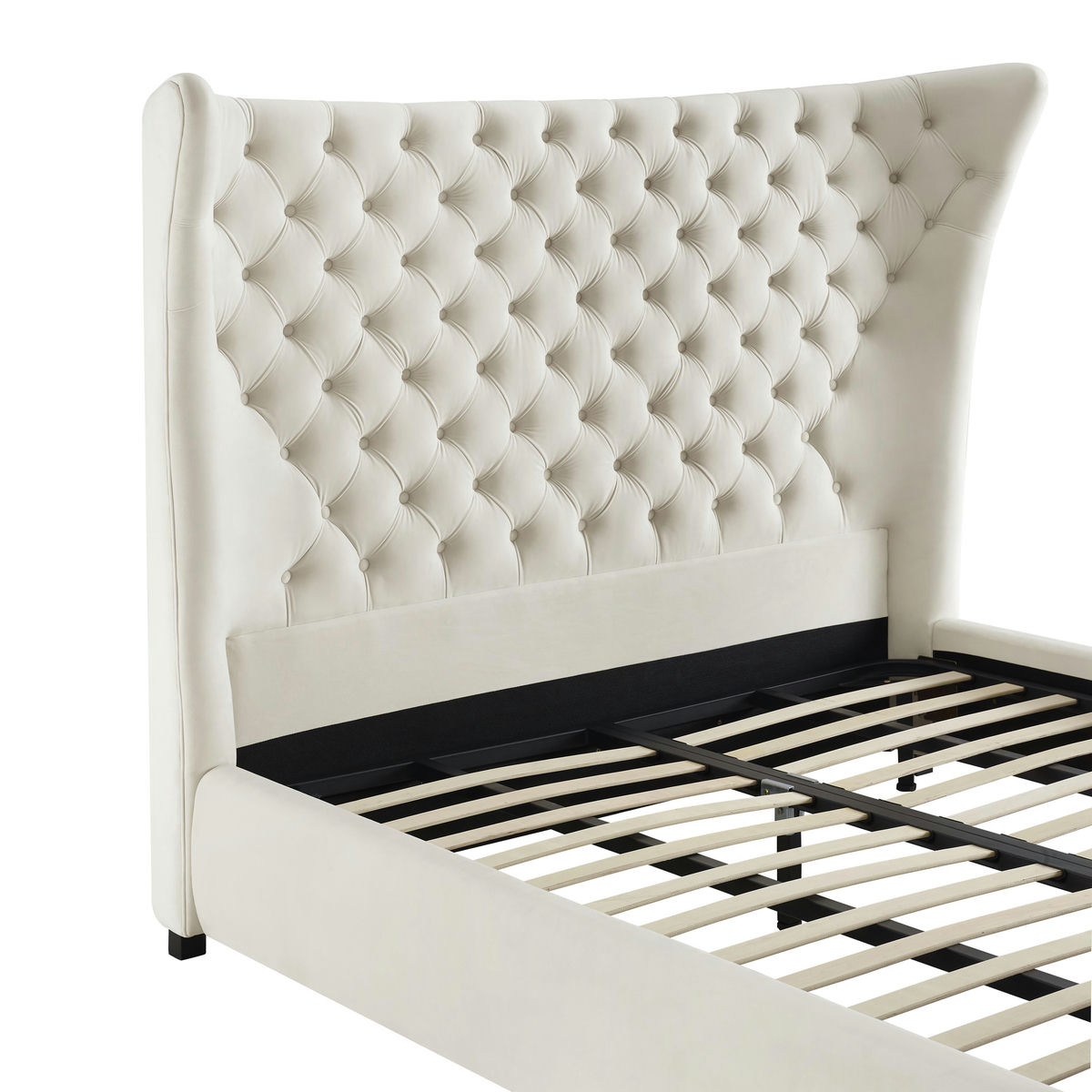 TOV Furniture Sassy Cream Velvet Queen Bed