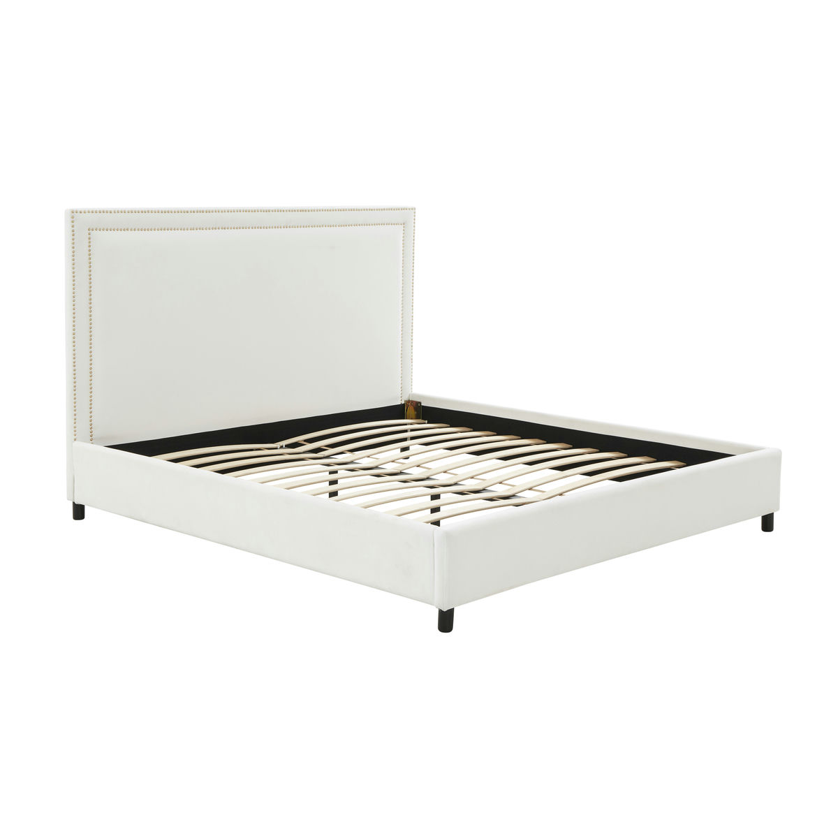 TOV Furniture Reed White Velvet Bed in King