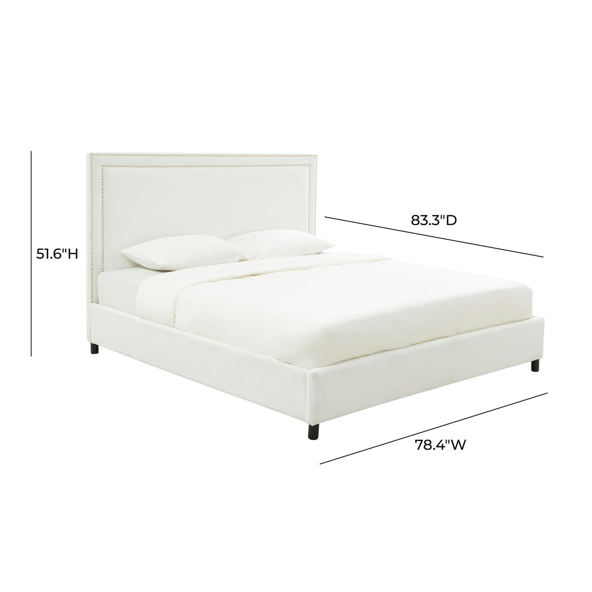 TOV Furniture Reed White Velvet Bed in King