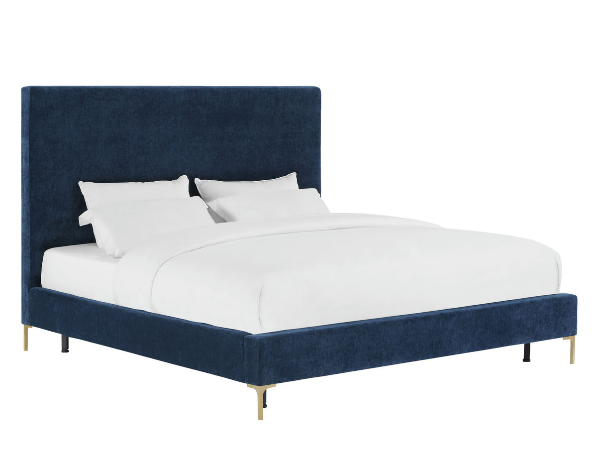 TOV Furniture Delilah Navy Textured Velvet Bed in King