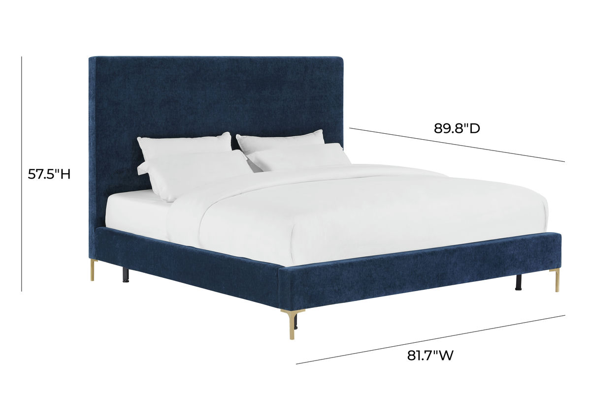 TOV Furniture Delilah Navy Textured Velvet Bed in King