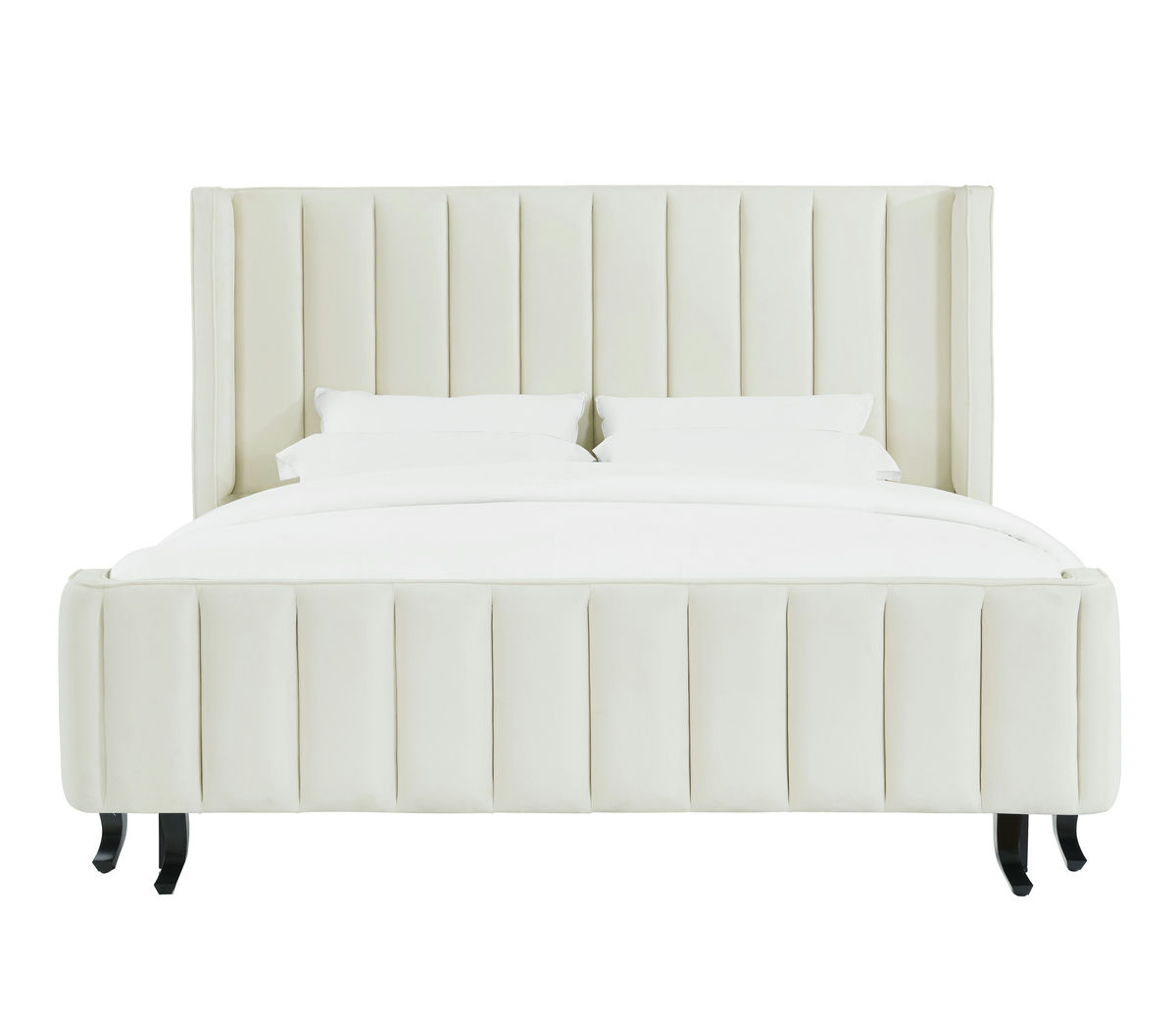 TOV Furniture Waverly Cream Velvet Bed in Queen