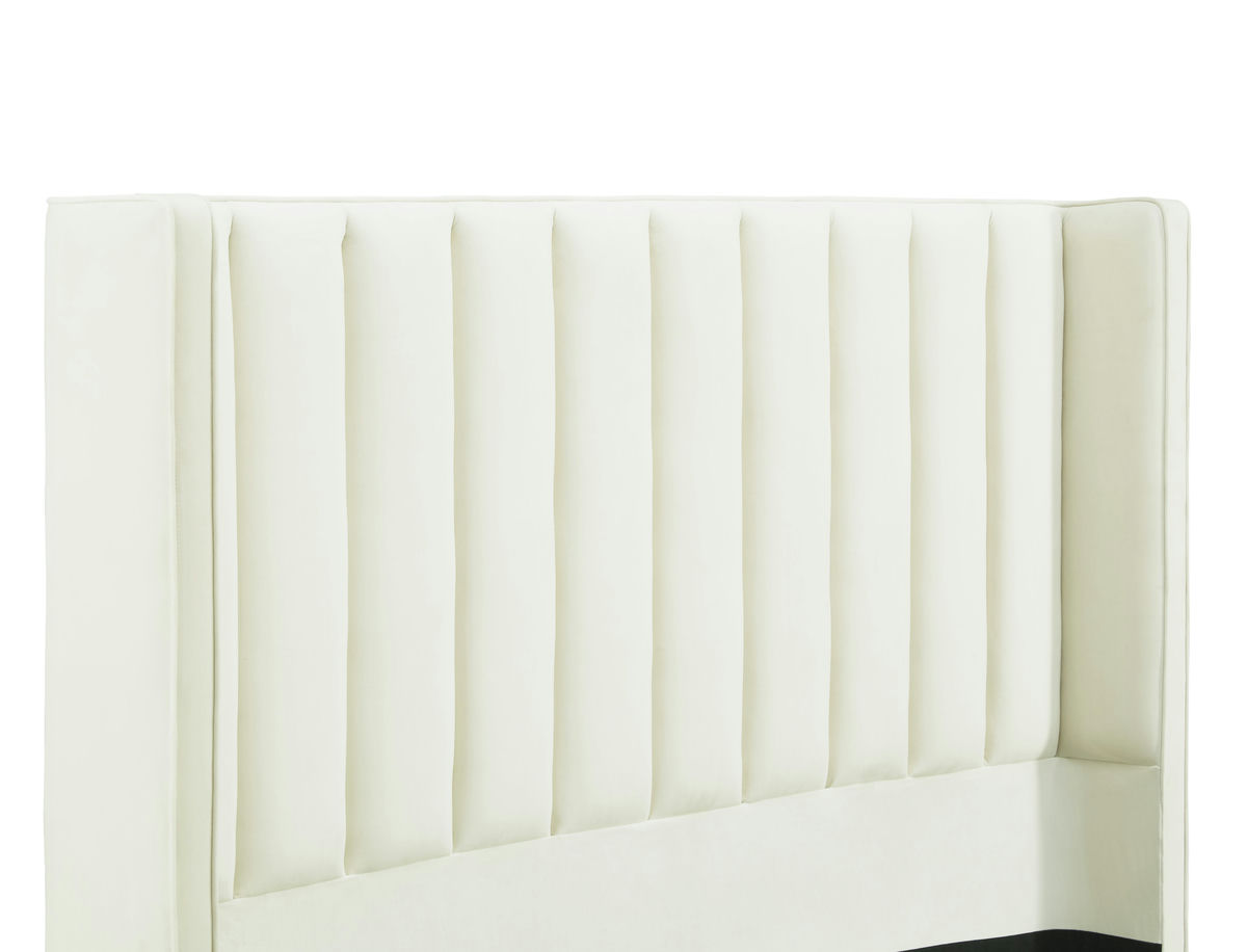 TOV Furniture Waverly Cream Velvet Bed in Queen