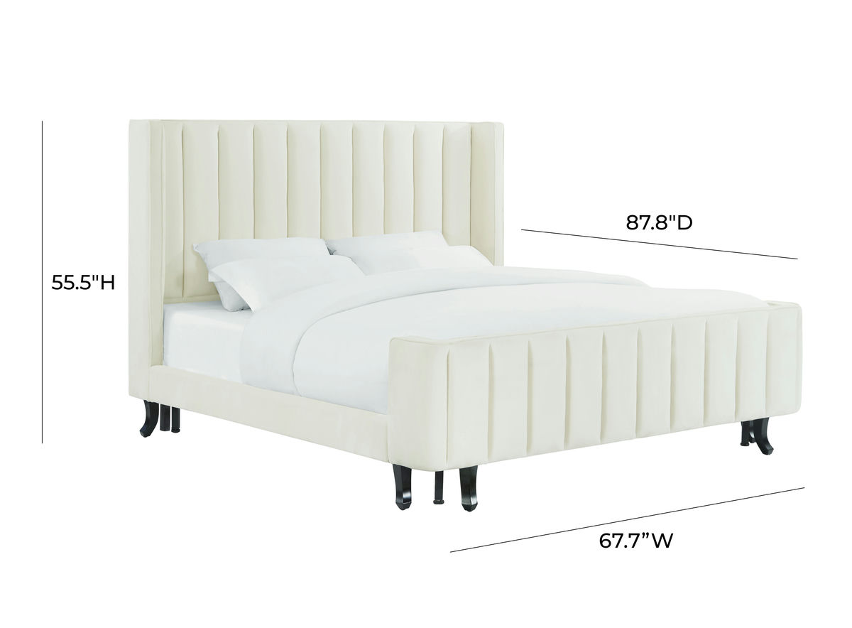 TOV Furniture Waverly Cream Velvet Bed in Queen