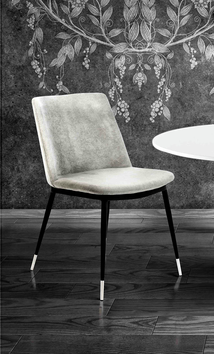 TOV Furniture Evora Grey Velvet Chair - Silver Legs (Set of 2)