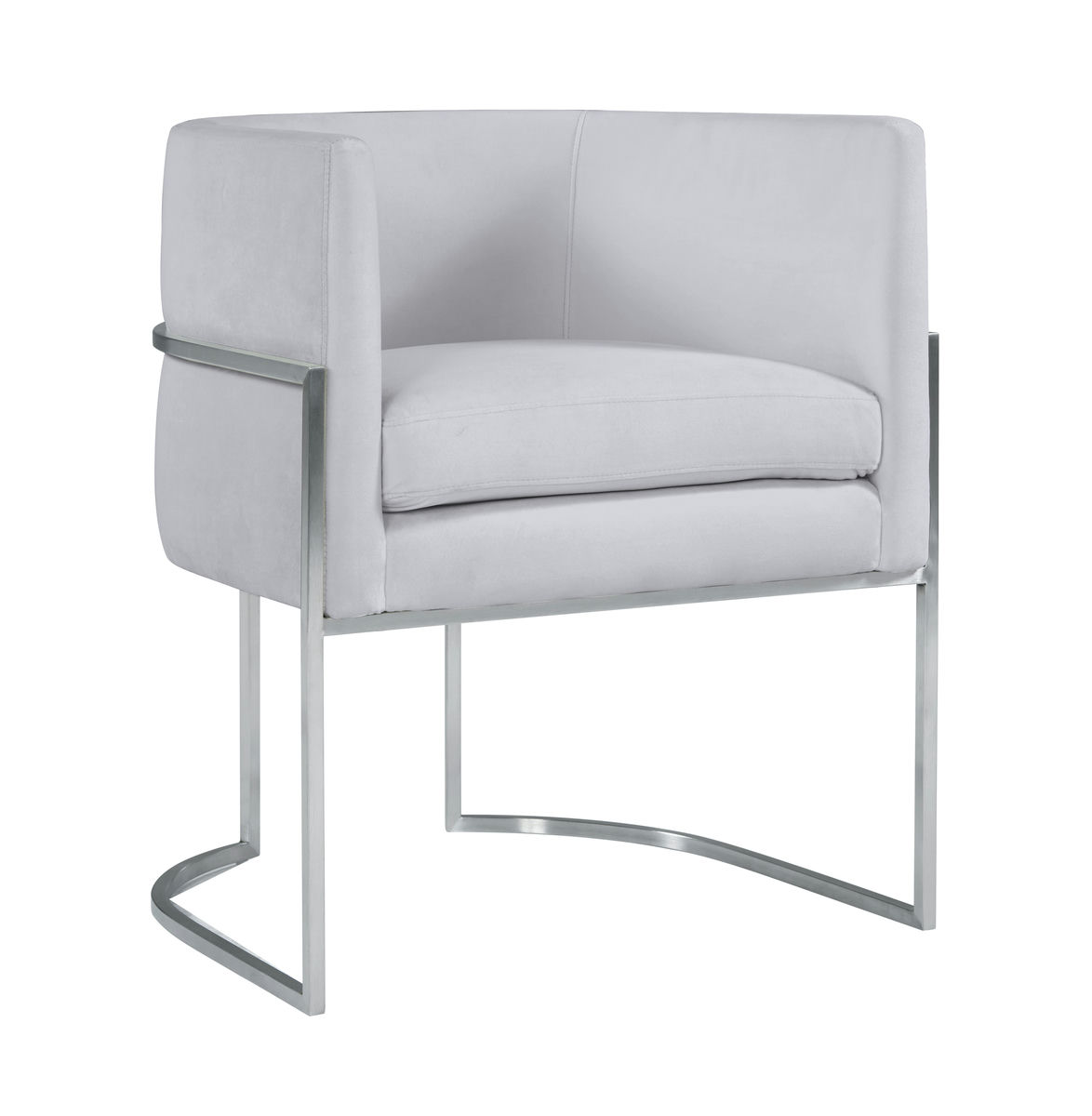 TOV Furniture Giselle Grey Velvet Dining Chair with Silver Leg