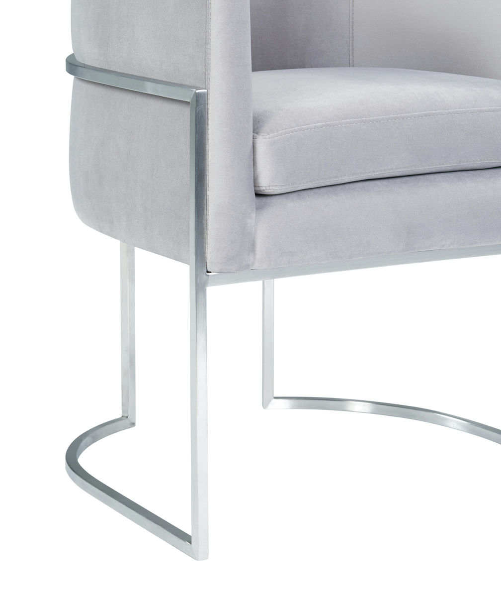 TOV Furniture Giselle Grey Velvet Dining Chair with Silver Leg
