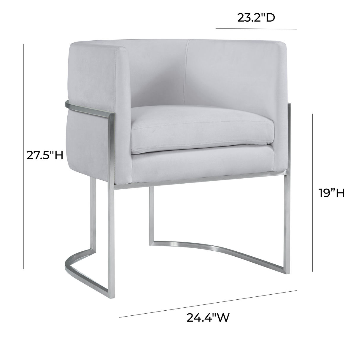 TOV Furniture Giselle Grey Velvet Dining Chair with Silver Leg