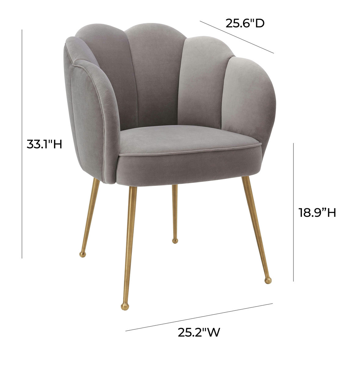 TOV Furniture Peony Grey Velvet Dining Chair