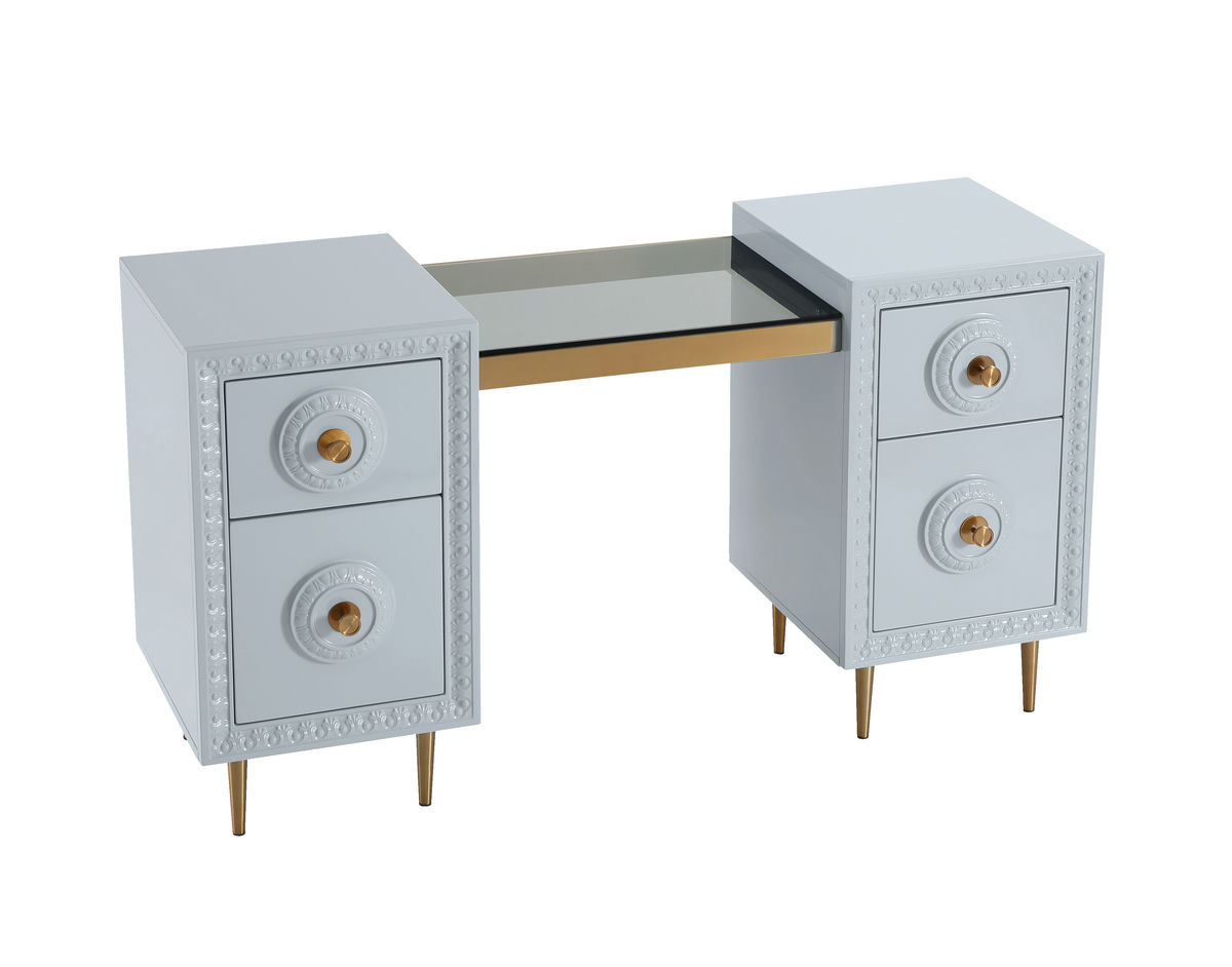 TOV Furniture Bovey Light Grey Lacquer Desk