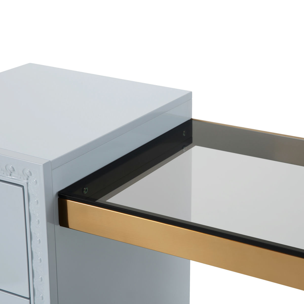 TOV Furniture Bovey Light Grey Lacquer Desk