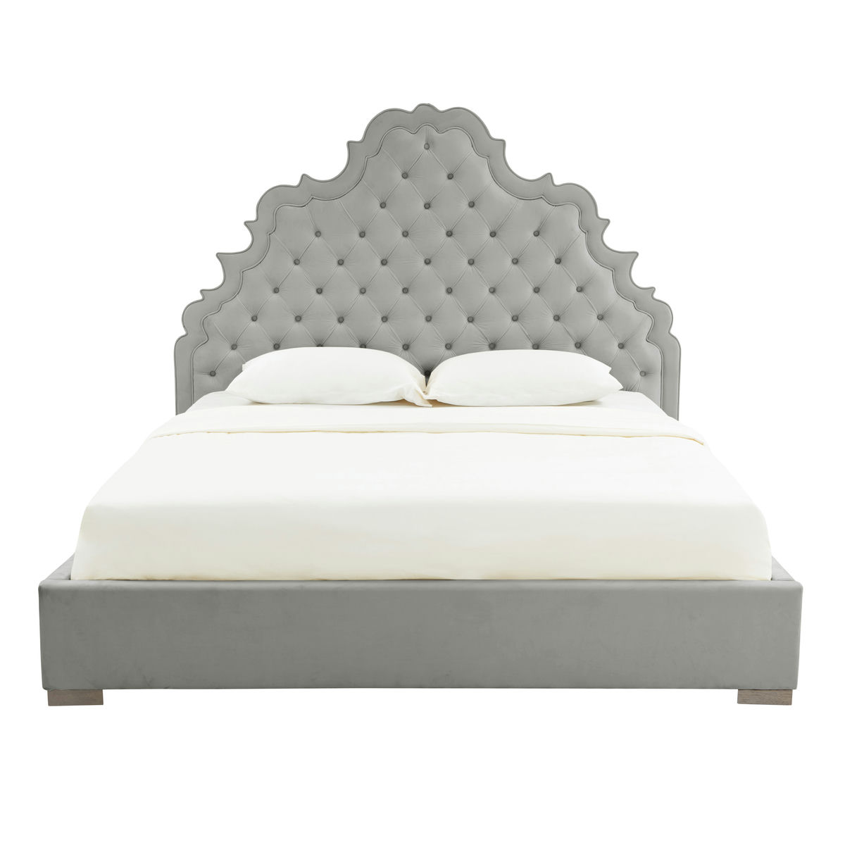 TOV Furniture Carolina Grey Velvet Bed in Queen