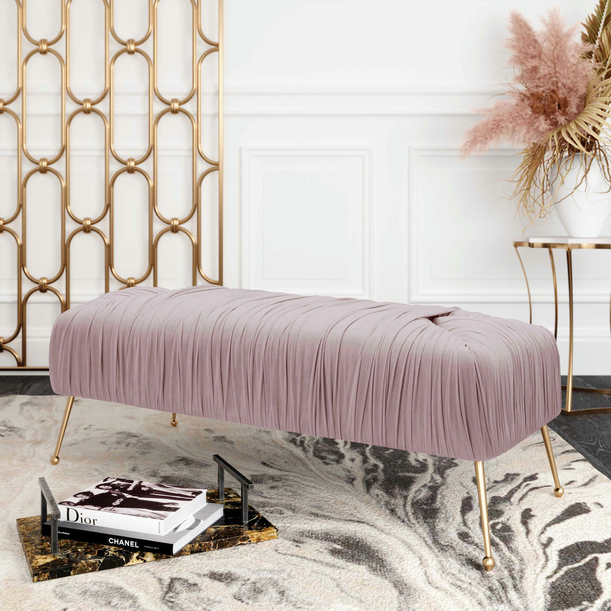 TOV Furniture Jessica Mauve Velvet Bench