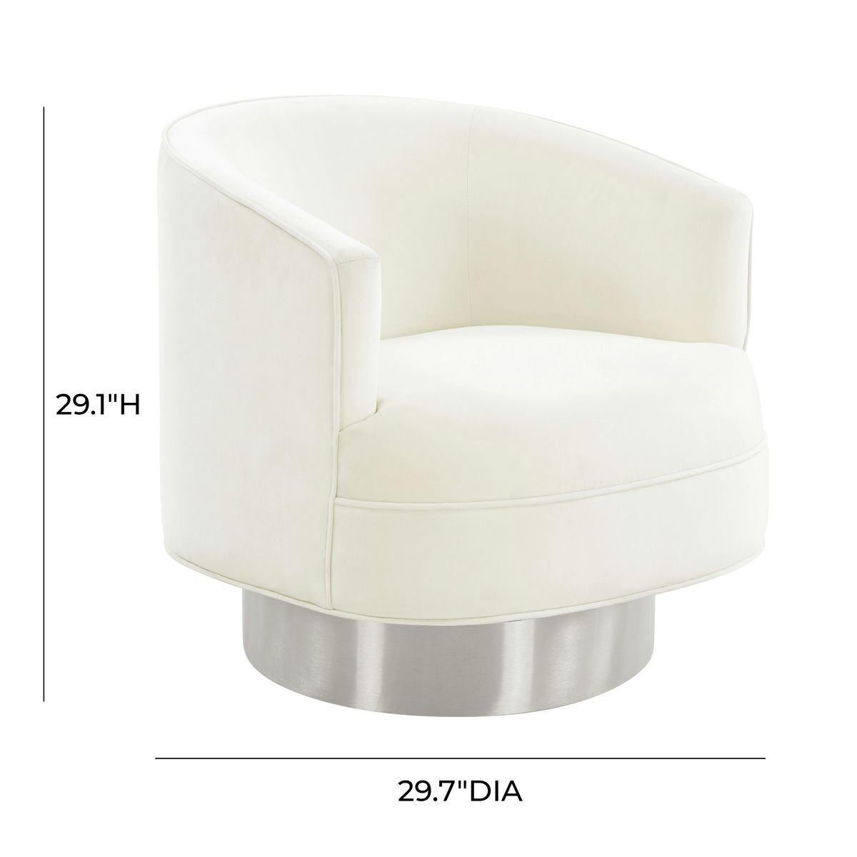 TOV Furniture Stella Cream Velvet Swivel Chair - Silver Base