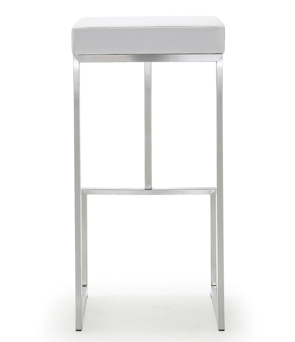 TOV Furniture Ferrara White Stainless Steel Barstool - Set of 2