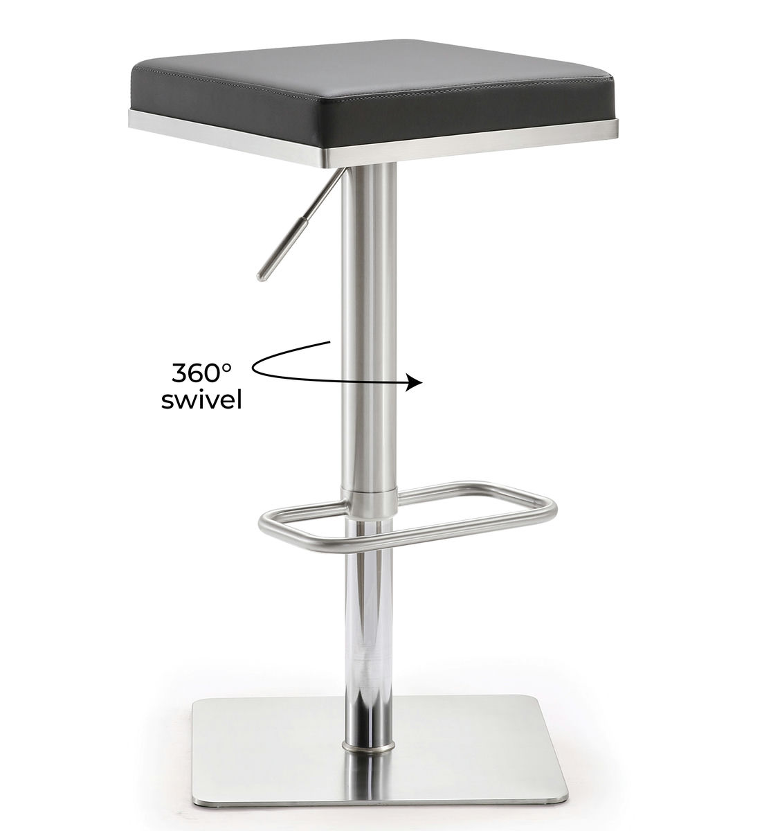 TOV Furniture Bari Grey Stainless Steel Adjustable Barstool