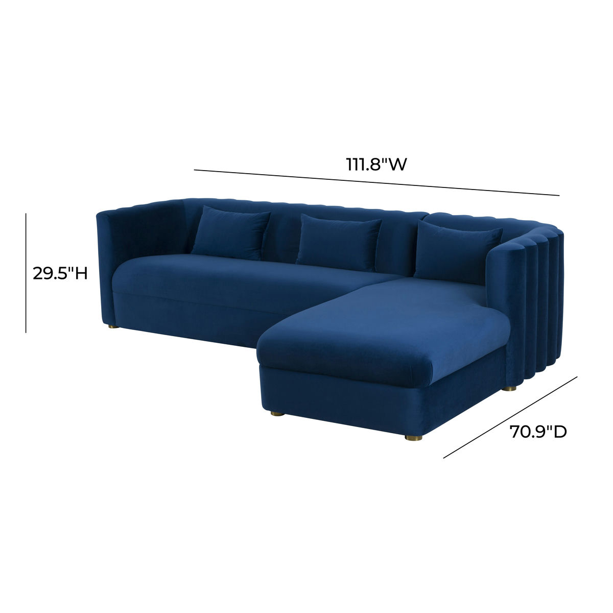 TOV Furniture Callie Navy Velvet Sectional - RAF