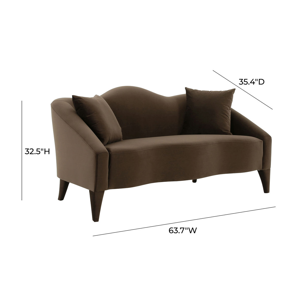TOV Furniture Naya Chocolate Velvet Loveseat