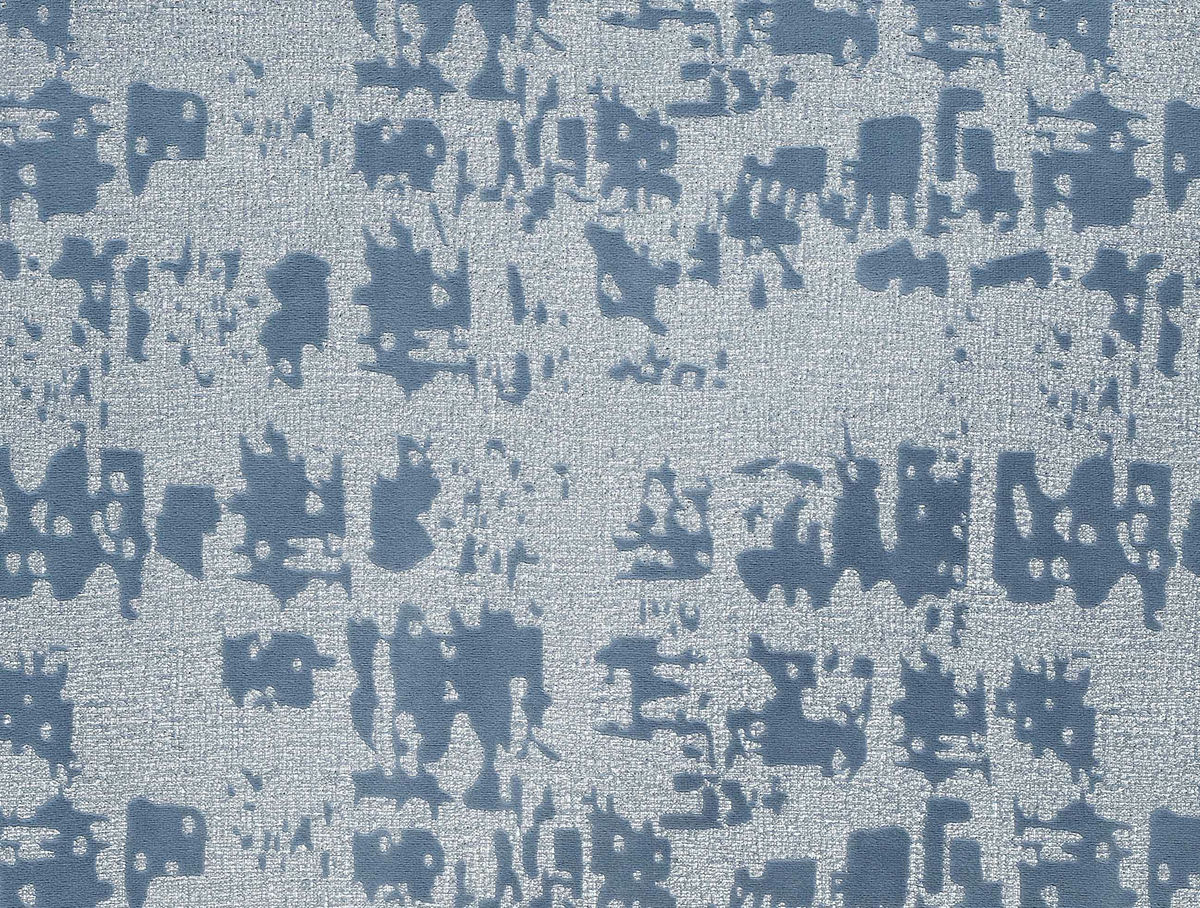 TOV Furniture Kent Blue Textured Velvet Ottoman