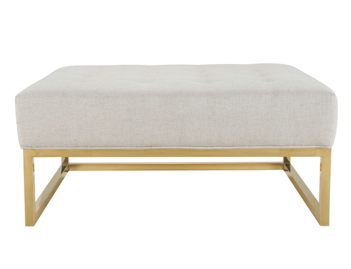 TOV Furniture Nova Metalic Beige Linen Ottoman