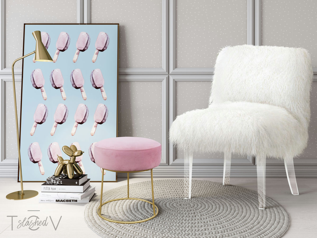 TOV Furniture Nina Blush Velvet Stool