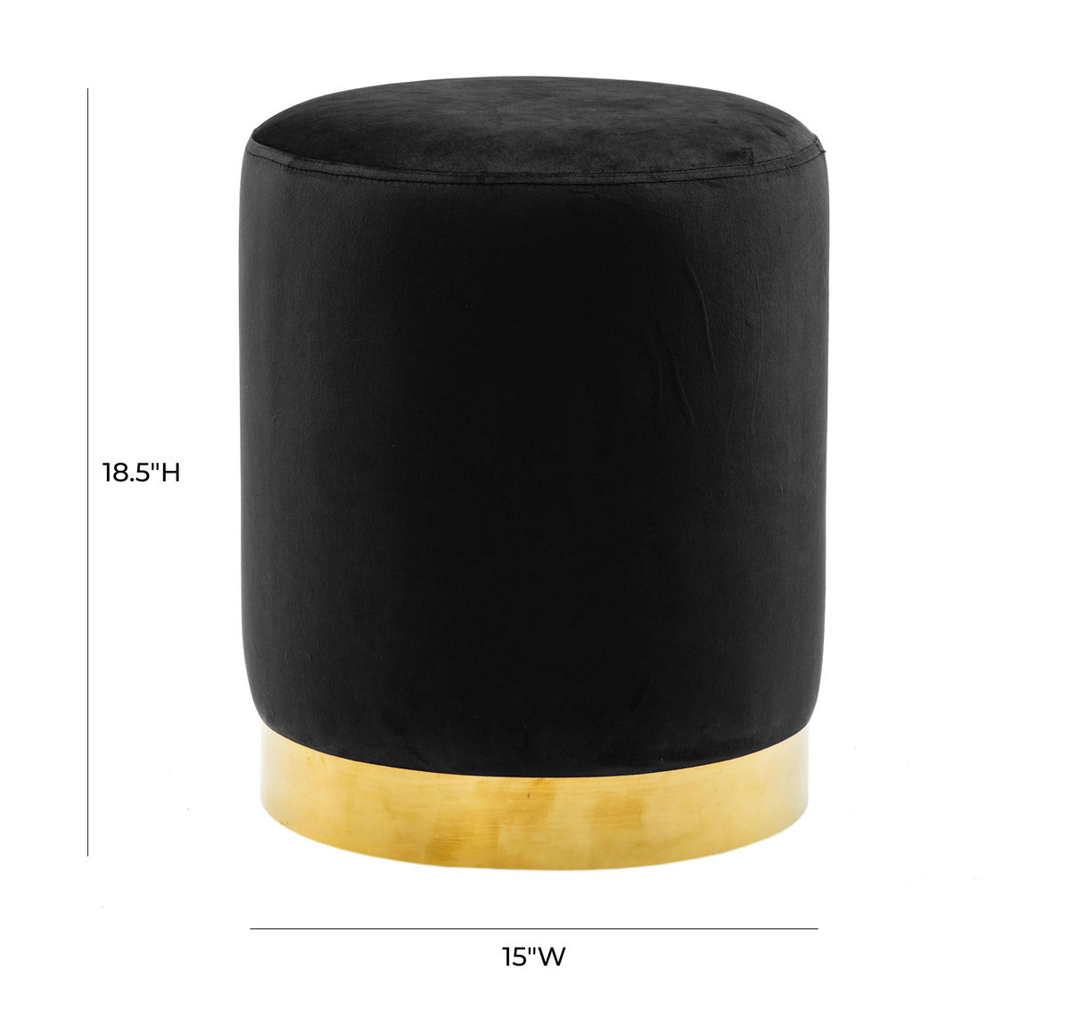 TOV Furniture Pri Black Velvet Ottoman