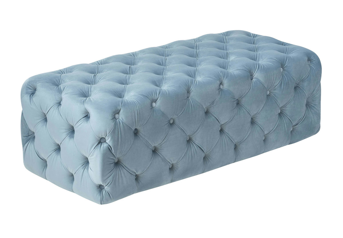 TOV Furniture Kaylee Sea Blue Velvet Ottoman
