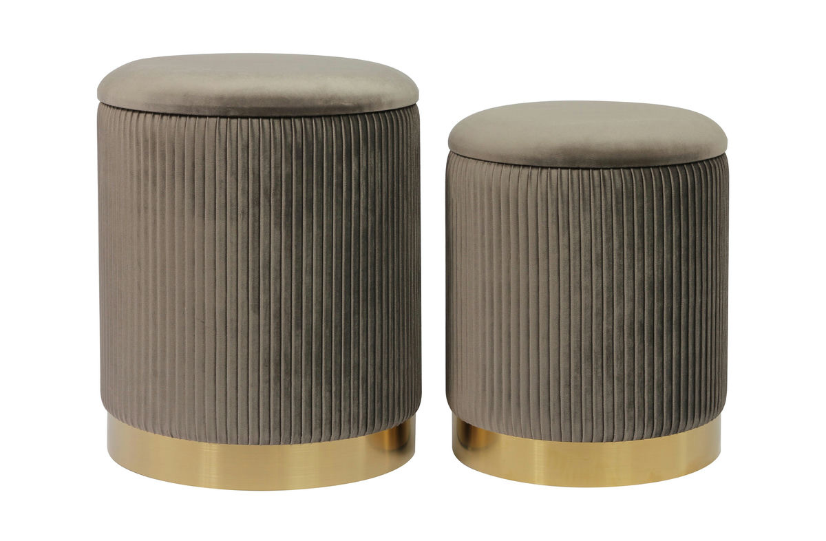 TOV Furniture Channeled Grey Velvet Storage Ottomans - Set of 2