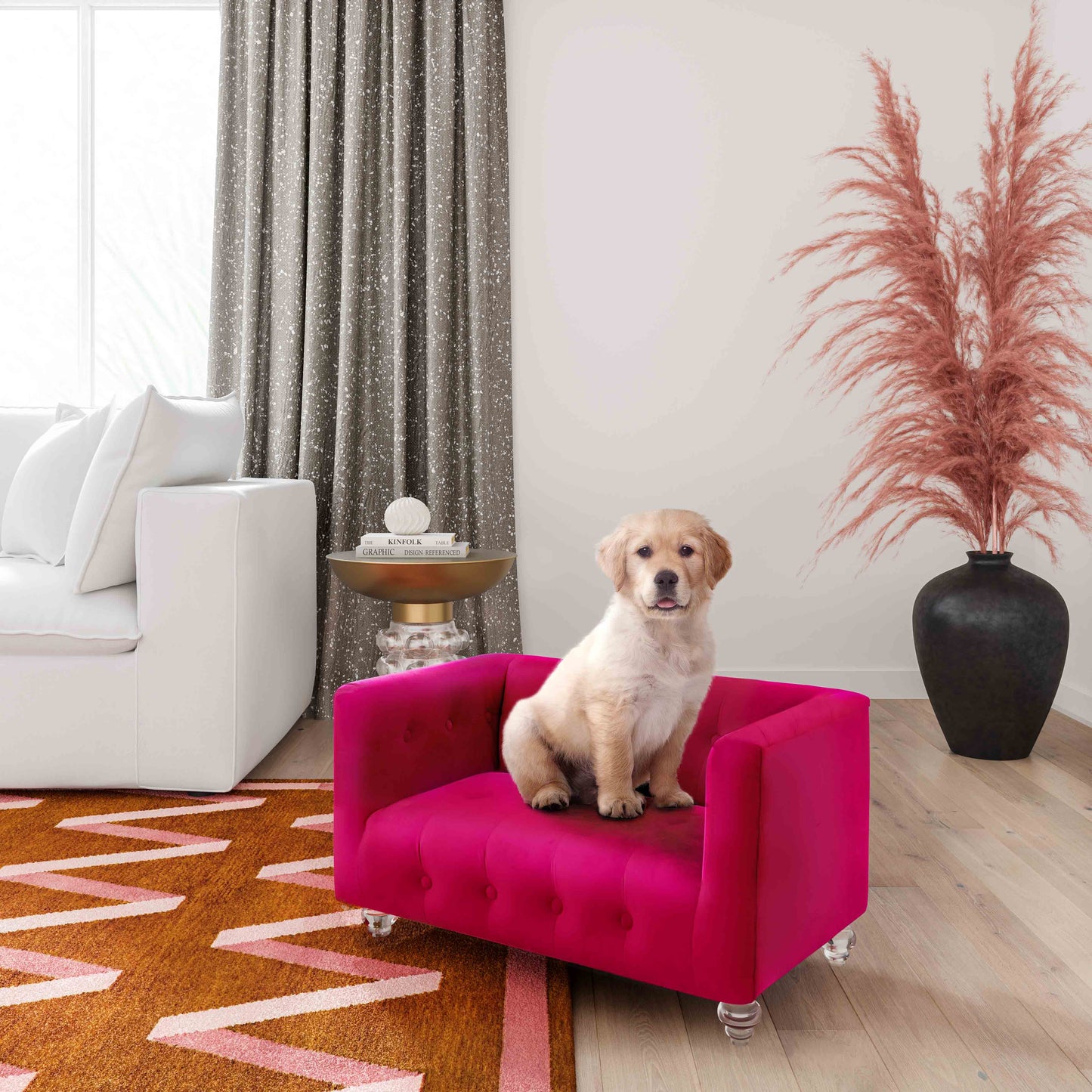 TOV Furniture Bea Hot Pink Pet Bed