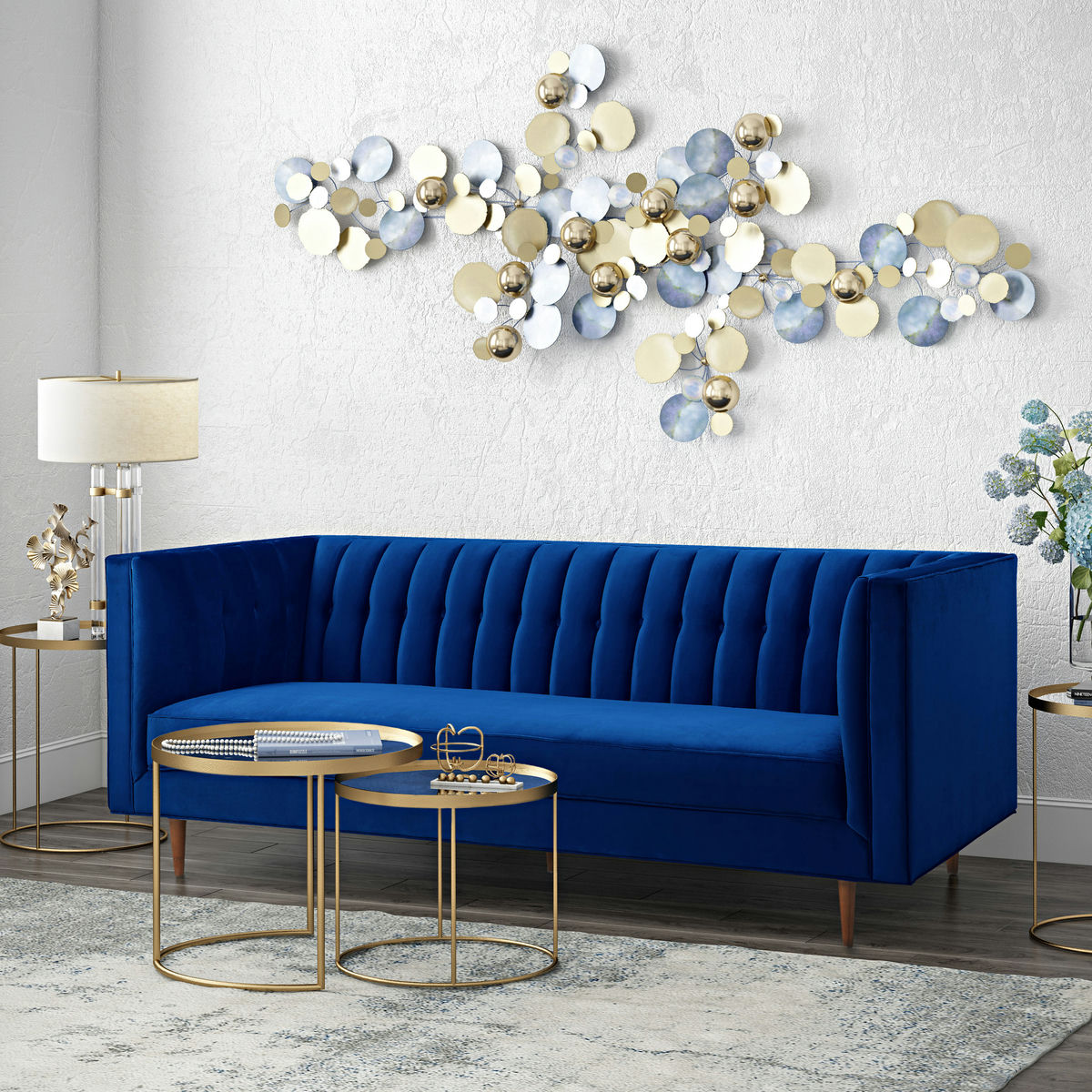 TOV Furniture Sebastian Navy Velvet Sofa