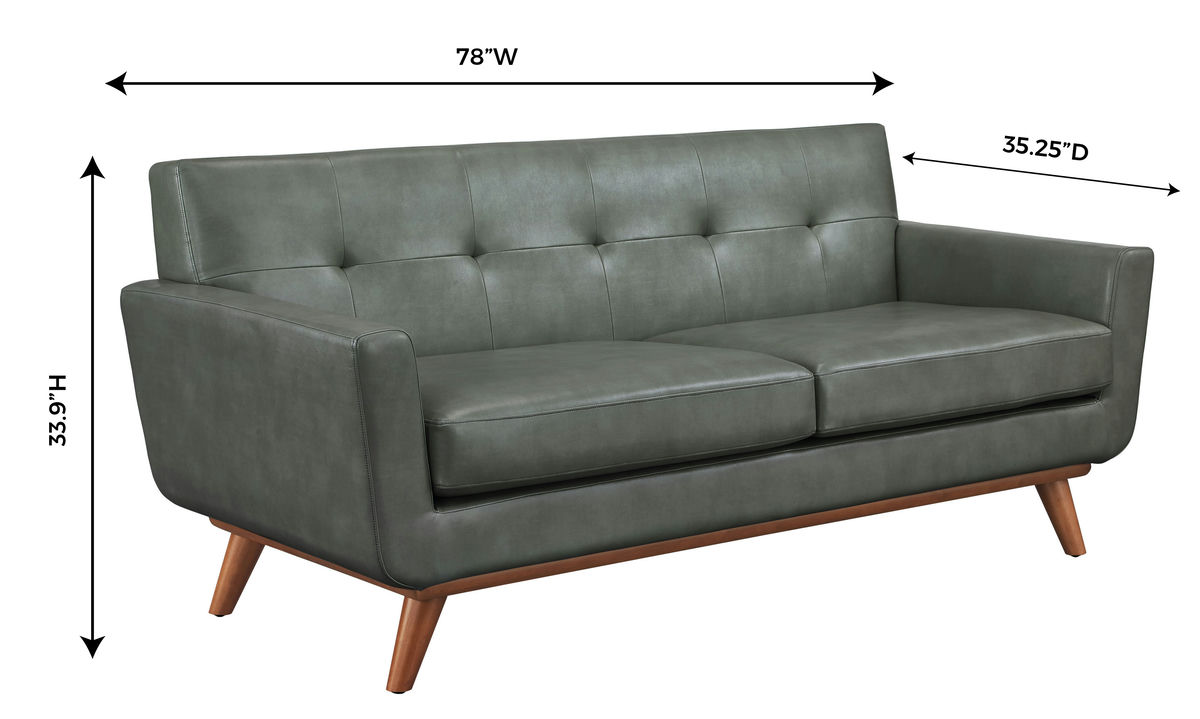 TOV Furniture Lyon Smoke Grey Leather Loveseat