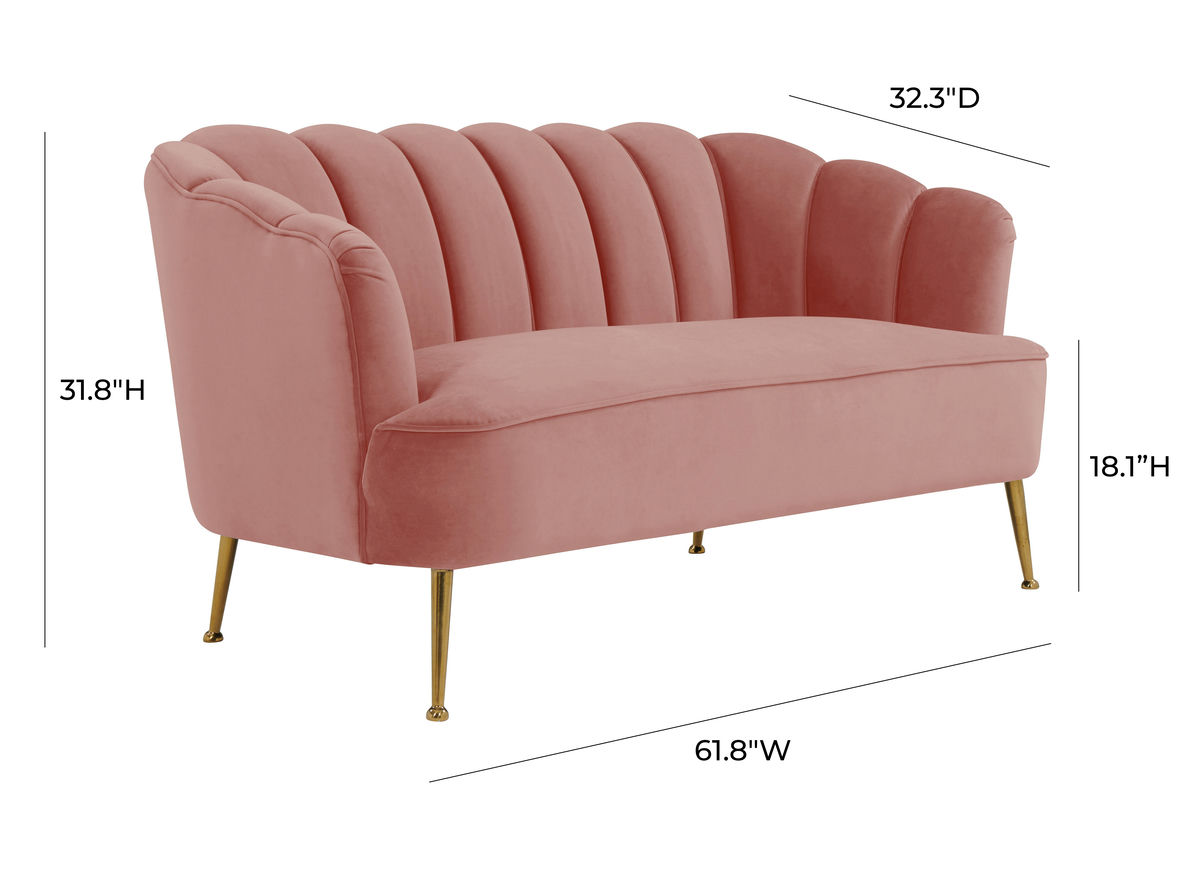 TOV Furniture Daisy Blush Velvet Settee