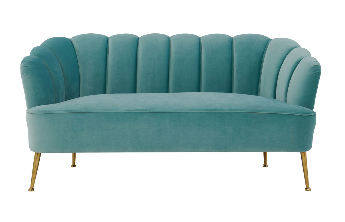 TOV Furniture Daisy Sea Blue Velvet Settee