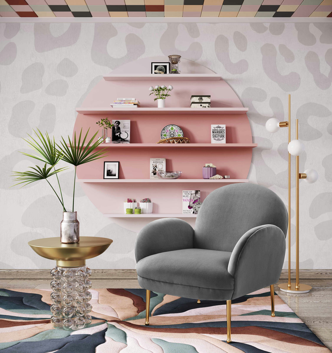 TOV Furniture Gwen Grey Velvet Chair