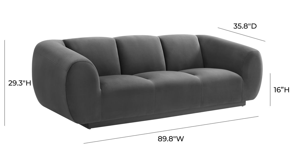 TOV Furniture Emmet Grey Velvet Sofa