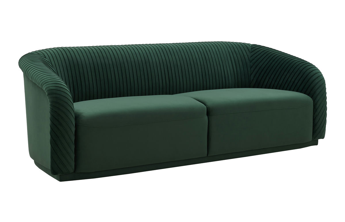 TOV Furniture Yara Pleated Forest Green Velvet Sofa
