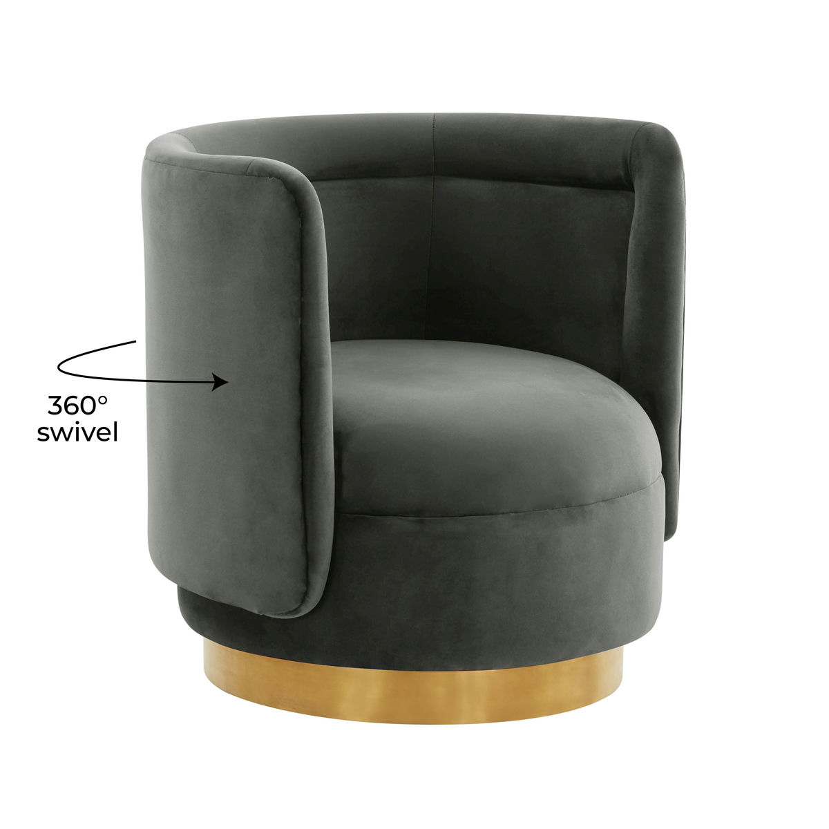 TOV Furniture Remy Dark Grey Velvet Swivel Chair