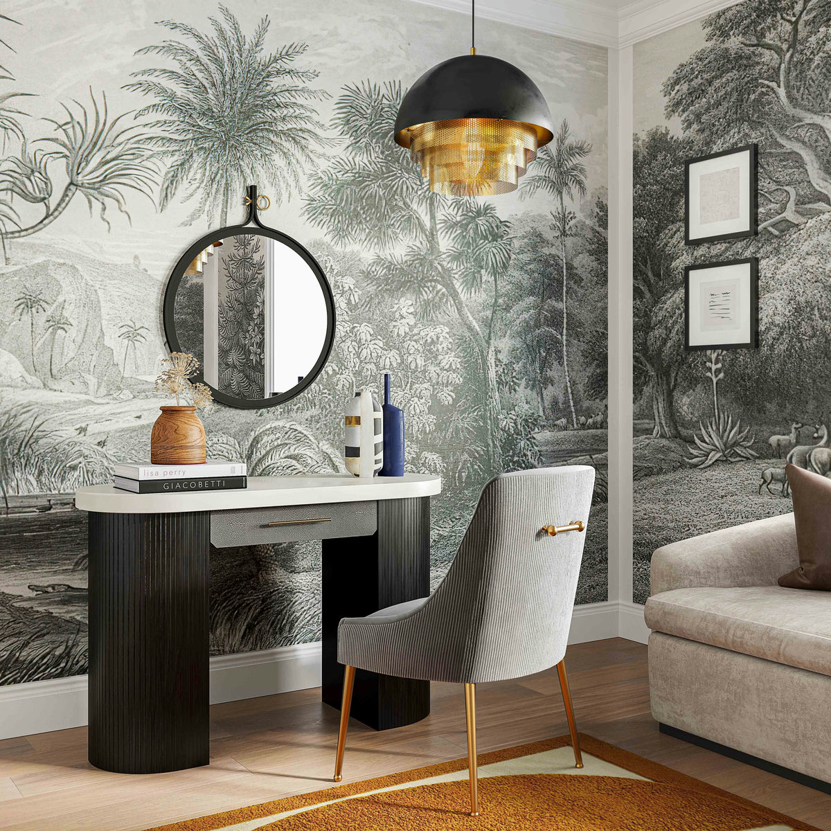 TOV Furniture Makai Cream and Charcoal Desk/Console