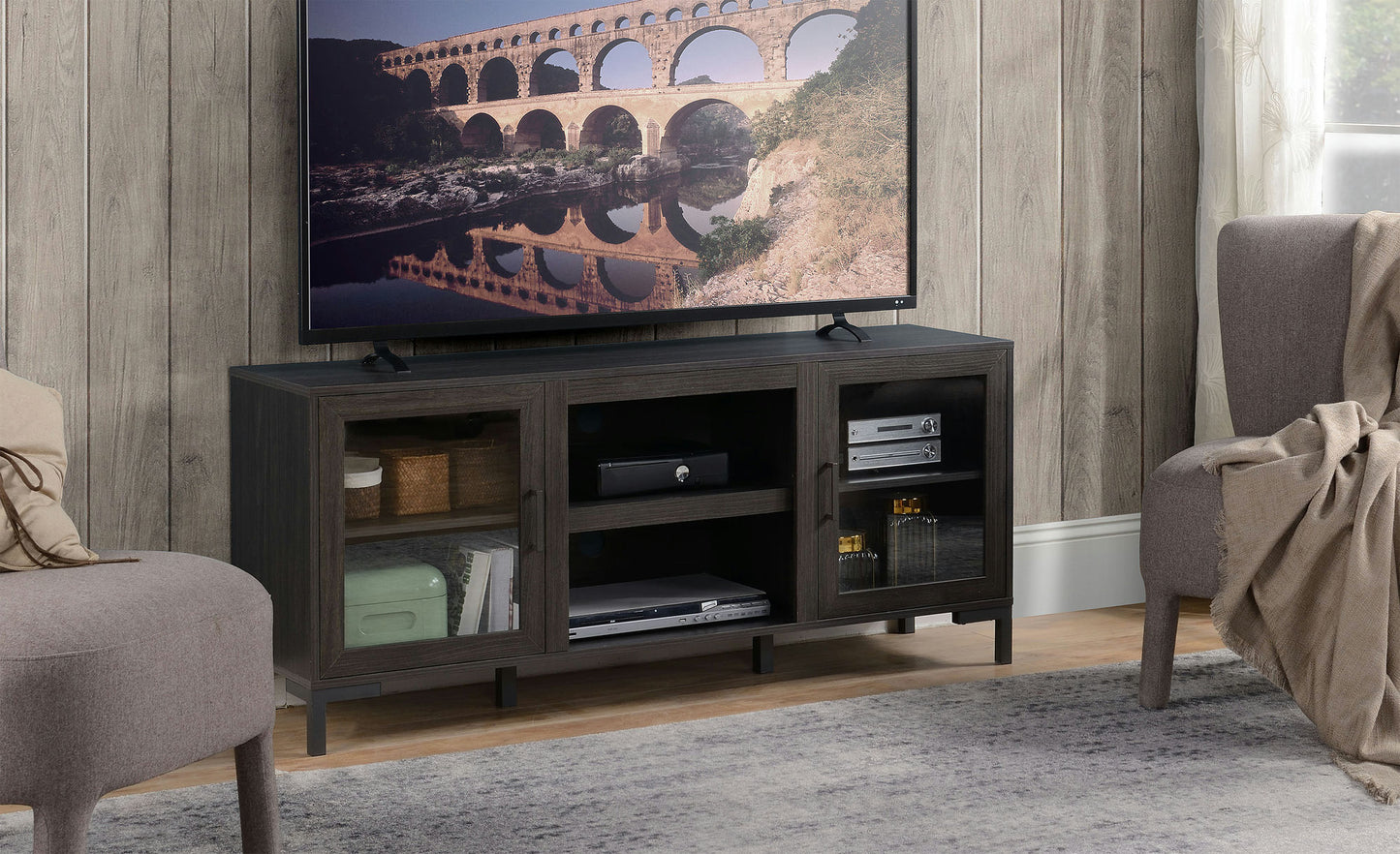 Dark Oak Finish TV Stand