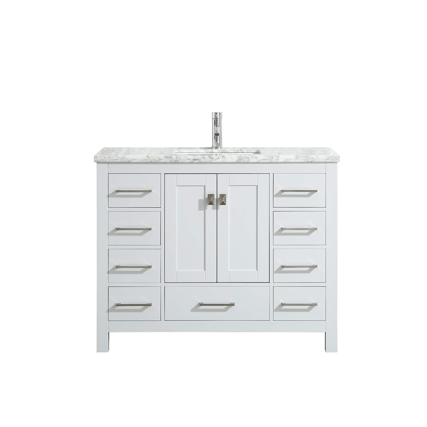 Eviva London 48" Transitional White vanity with white Carrara marble countertop