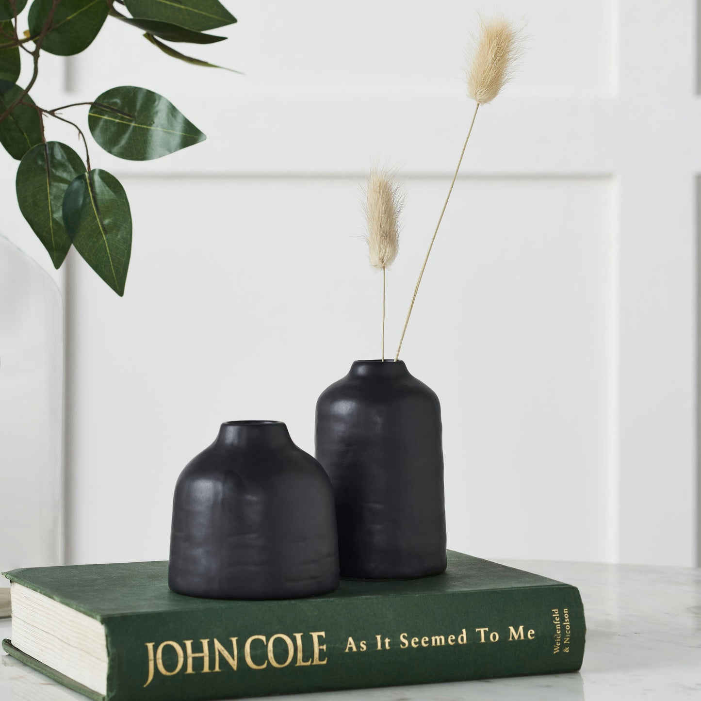 Forio Matte Black Ceramic Set Of 2 Vases